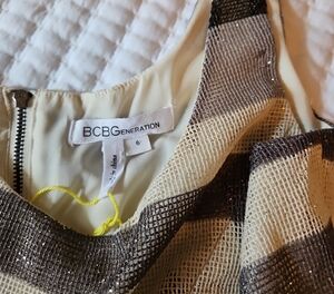 BCBGeneration Cream and Black Textured Dress